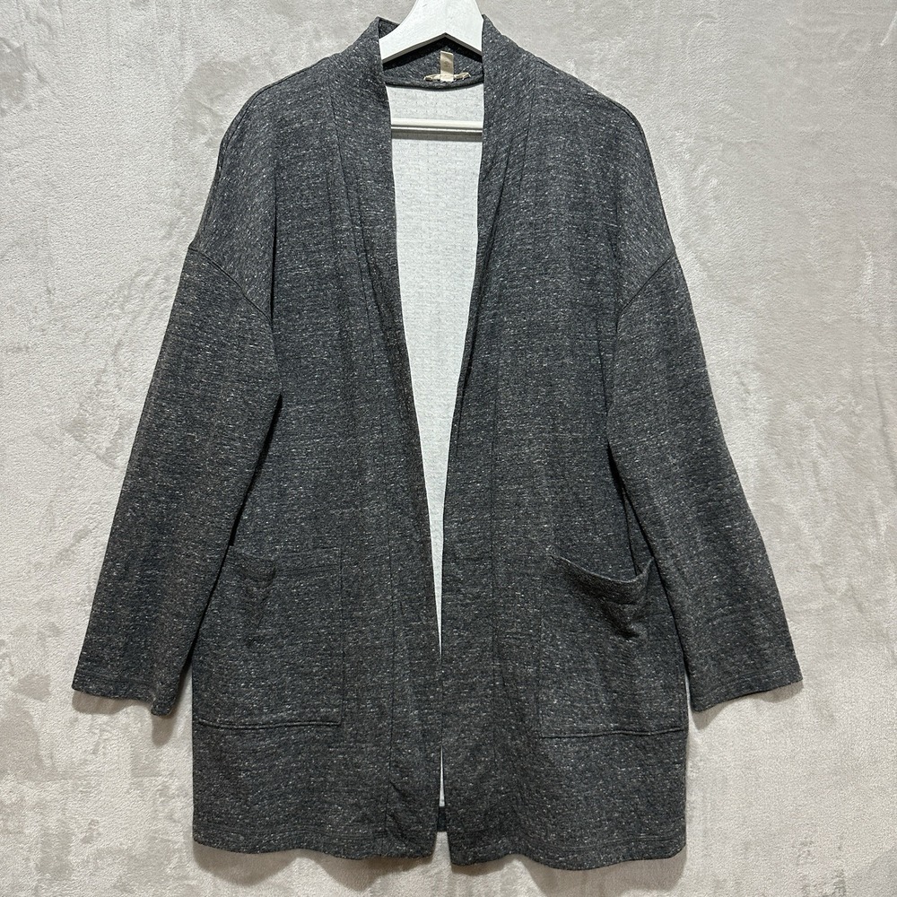 Eileen Fisher Women's Size M Charcoal High Collar Jacket Pockets Organic Cotton